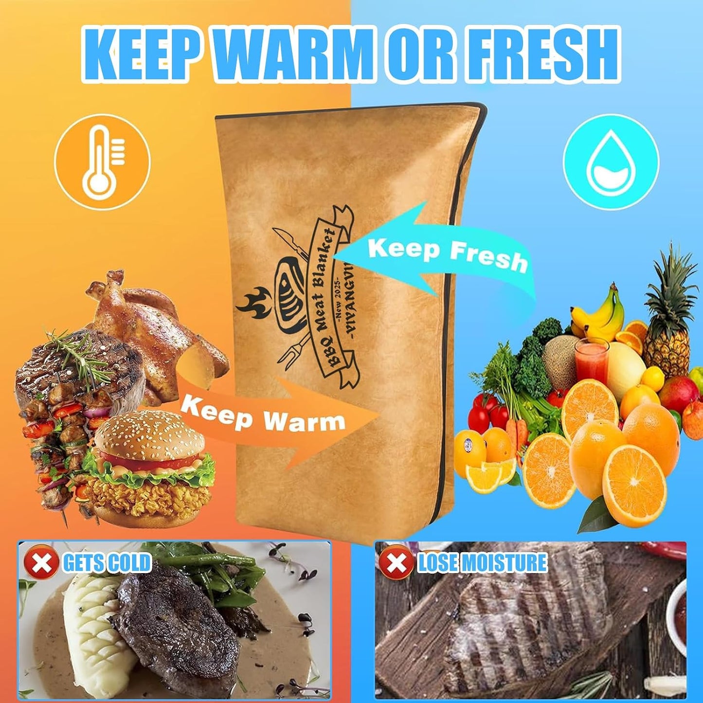 Manta parrilla con pinzas y bolsa reutilizable para ahumar carne