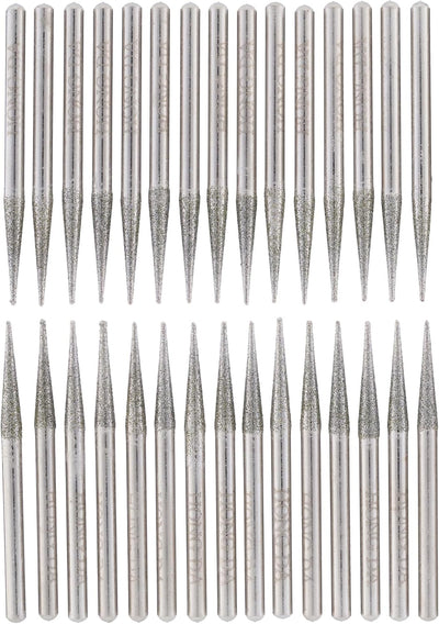 Brocas diamante cono 0.126pulg vástago 1/8 pulg set 30 pzas