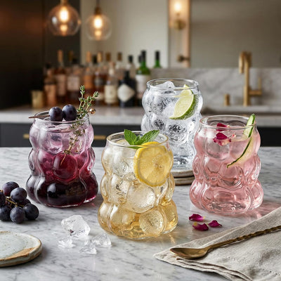 Vasos de cristal con burbujas 13.5 oz para té helado, café y fiestas