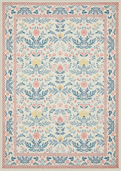 Alfombra bohemia floral rosa 6x9ft dormitorio niñas antideslizante