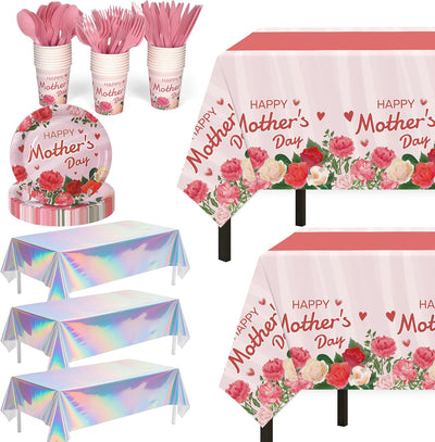 Mantel iridiscente para fiestas de madre, 54x108 pulgadas, 132 piezas