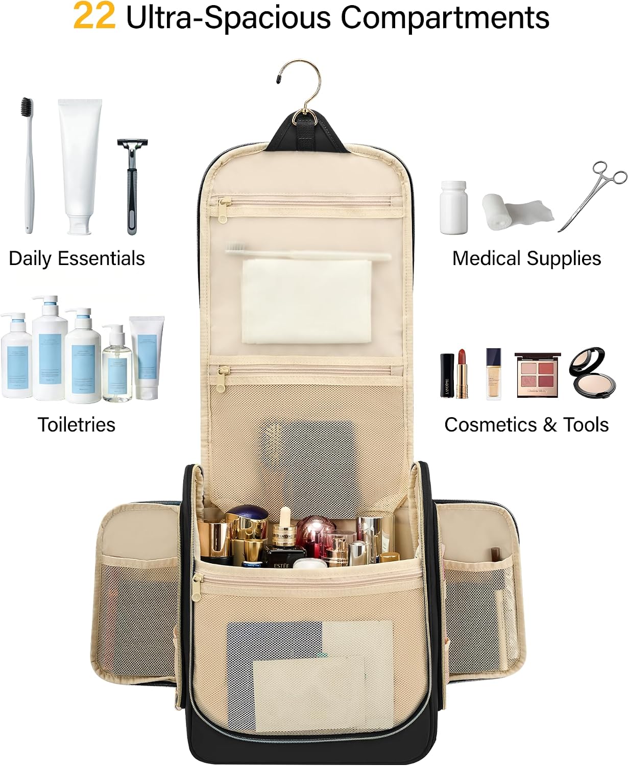 Neceser colgante viaje resistente agua con gancho