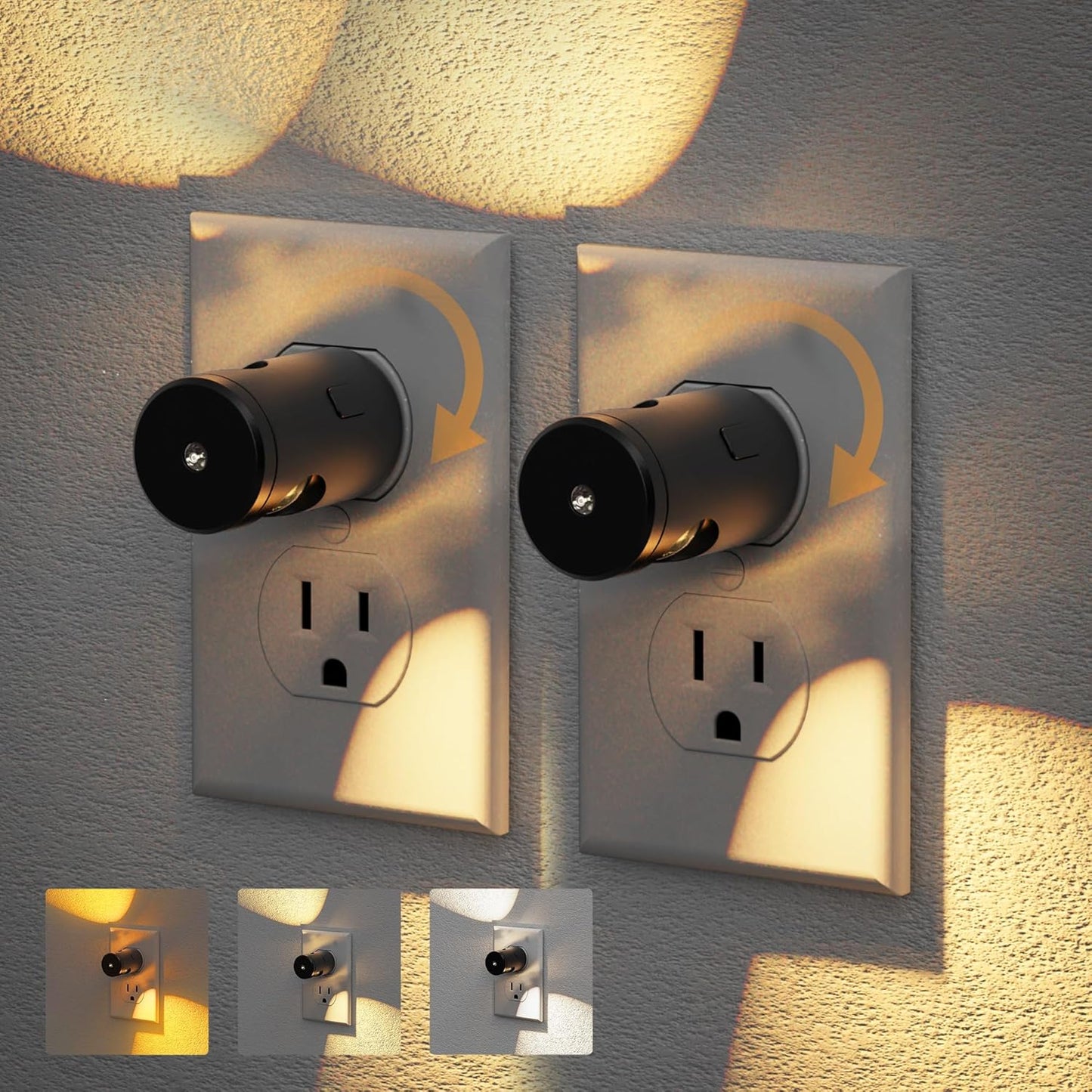 Luces Nocturnas Enchufables Giratorias 180° Pack 2