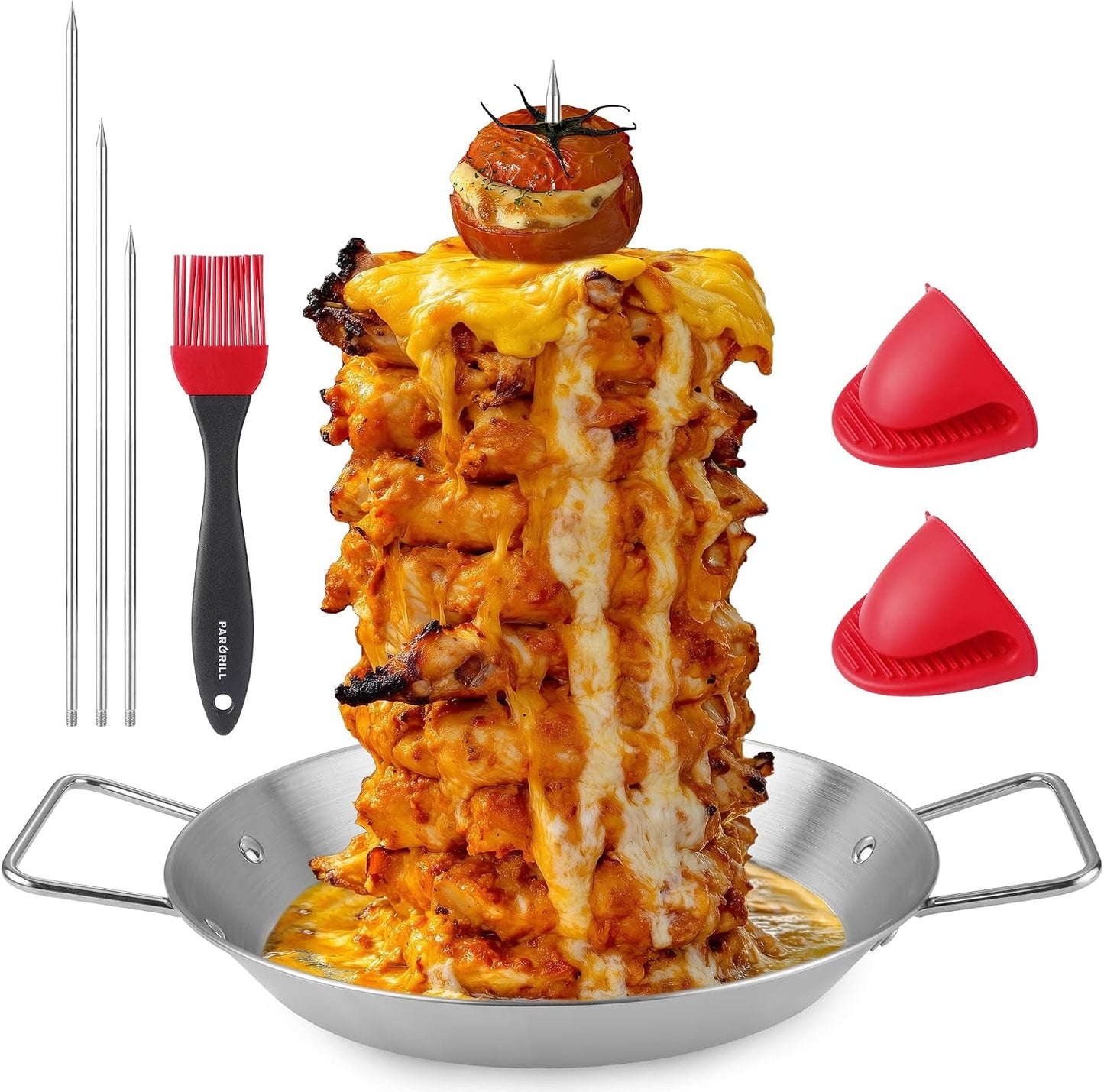 Brocheta acero inox shawarma 8-12pulg con cepillo