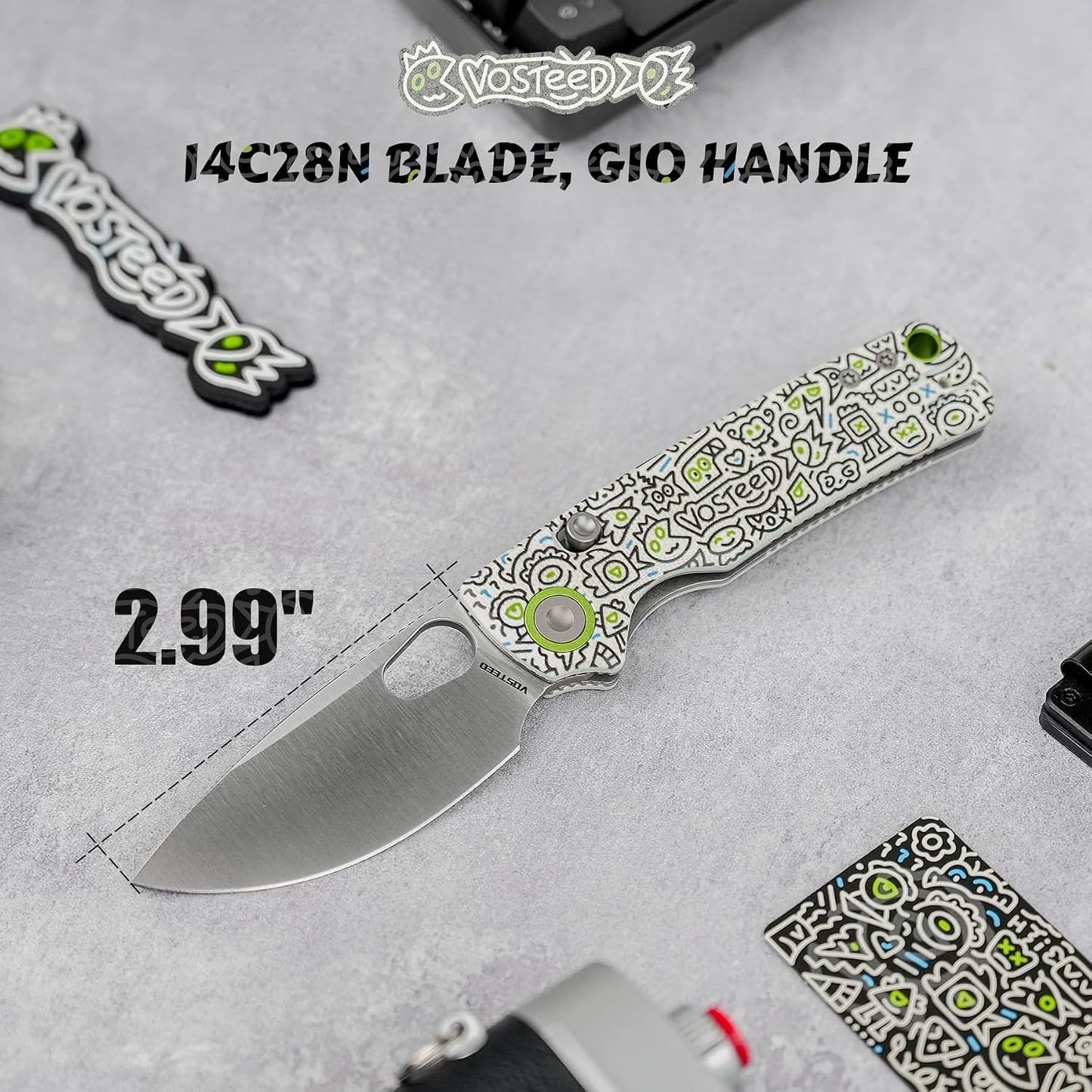 Cuchillo bolsillo 14C28N 2.99pulg Cerradura G10