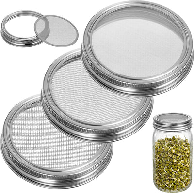 Juego de 3 tapas de cultivo para frascos boca ancha con orificios L, M, S