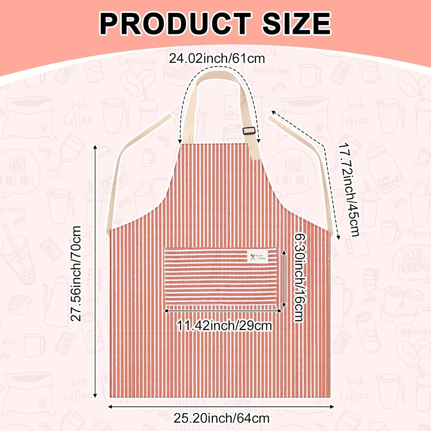 Delantal unisex de lino con 2 bolsillos para cocineros