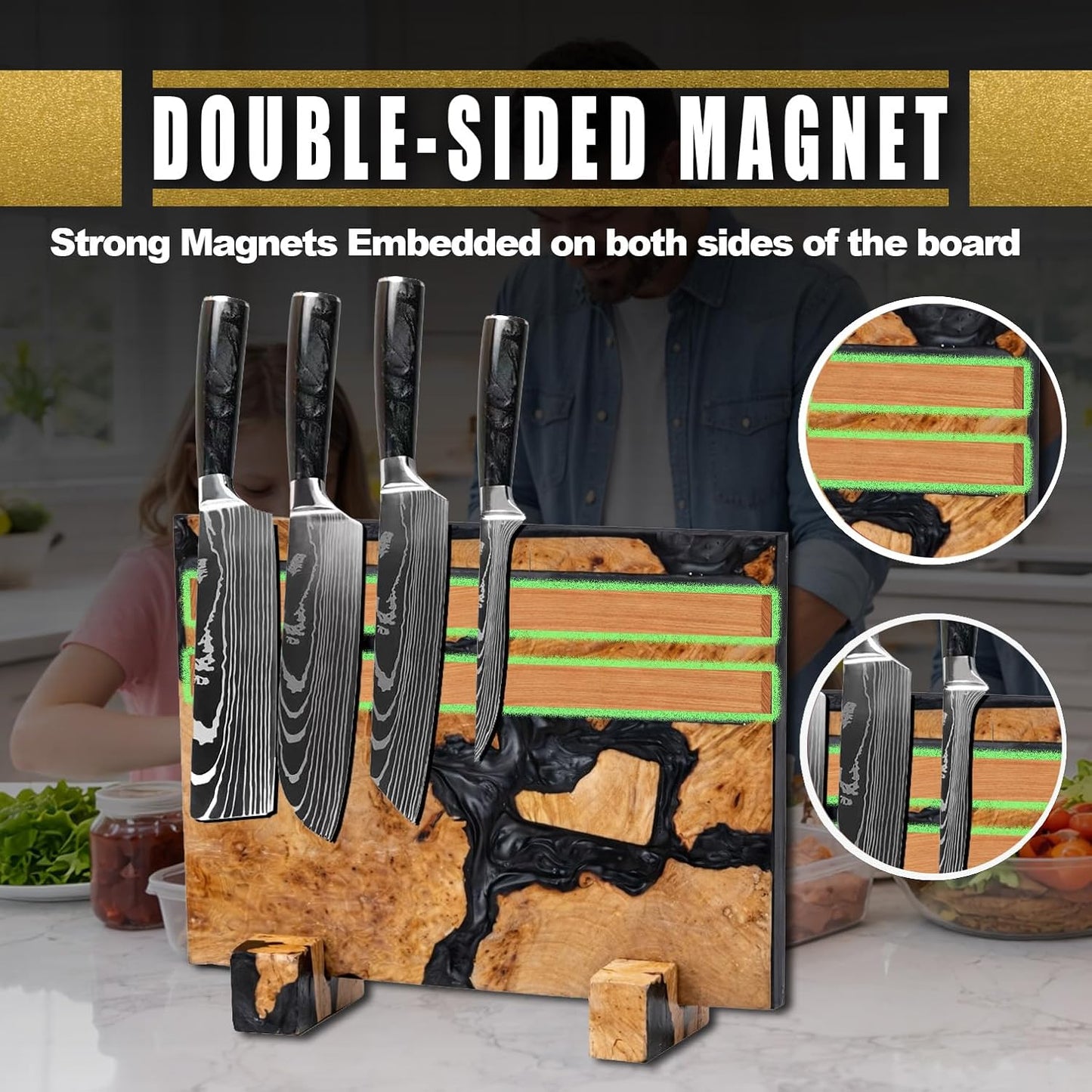 Bloque magnético cuchillos madera arce 20 pzas antiderrap