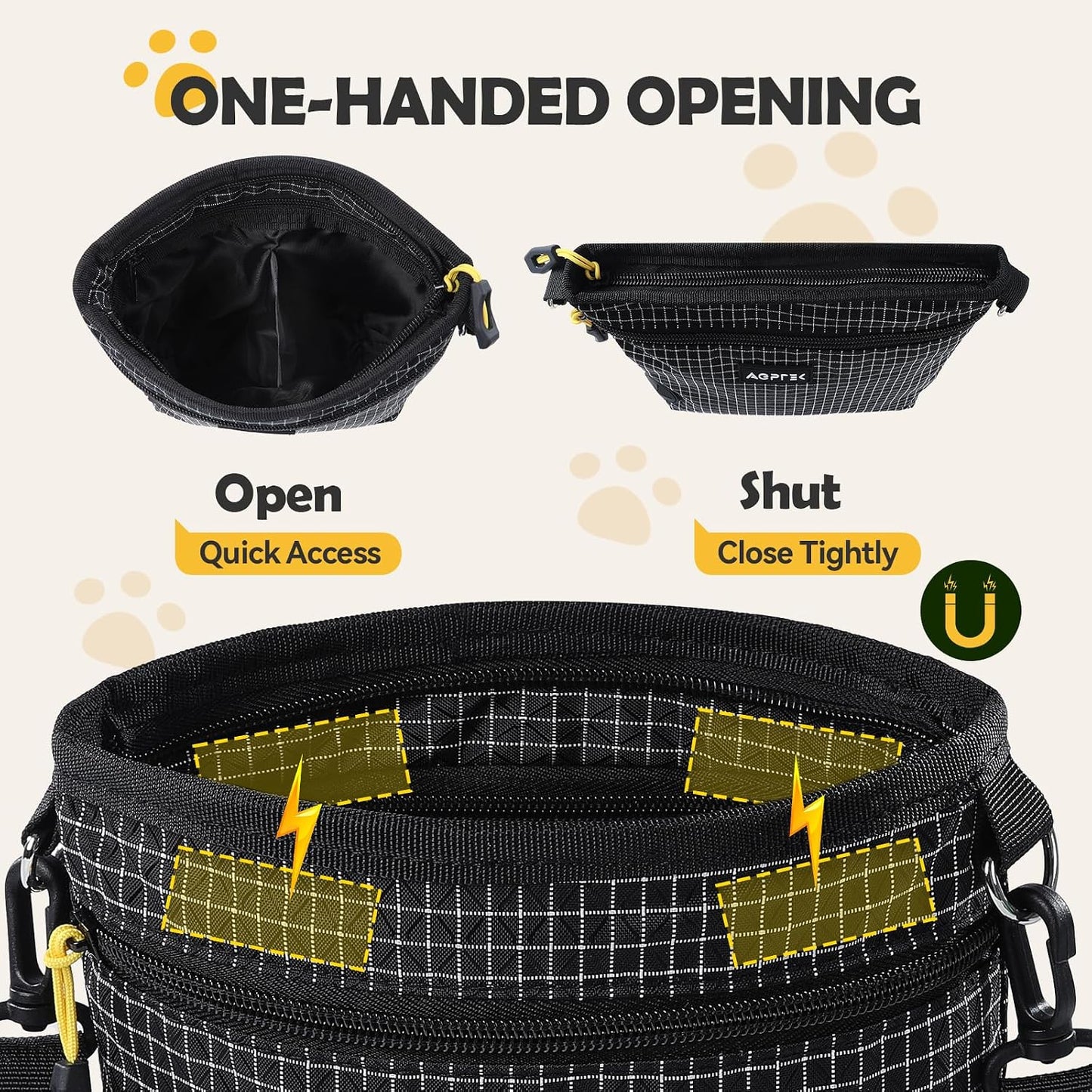 Bolsa magnética para pasear perros con dispensador