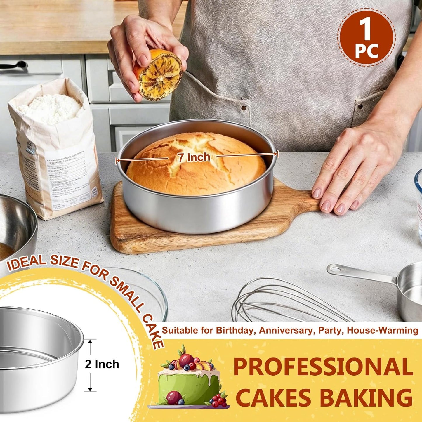 Molde pasteles 7pulg acero inox apto horno lavavajillas