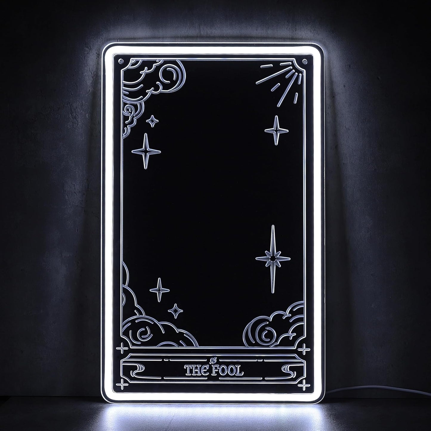 Letrero neón espejo tarot luz LED blanca fría decoración pared