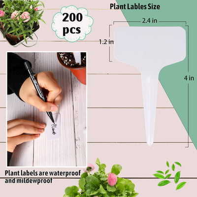 Etiquetas plantas 4pulg plástico impermeable con rotulador