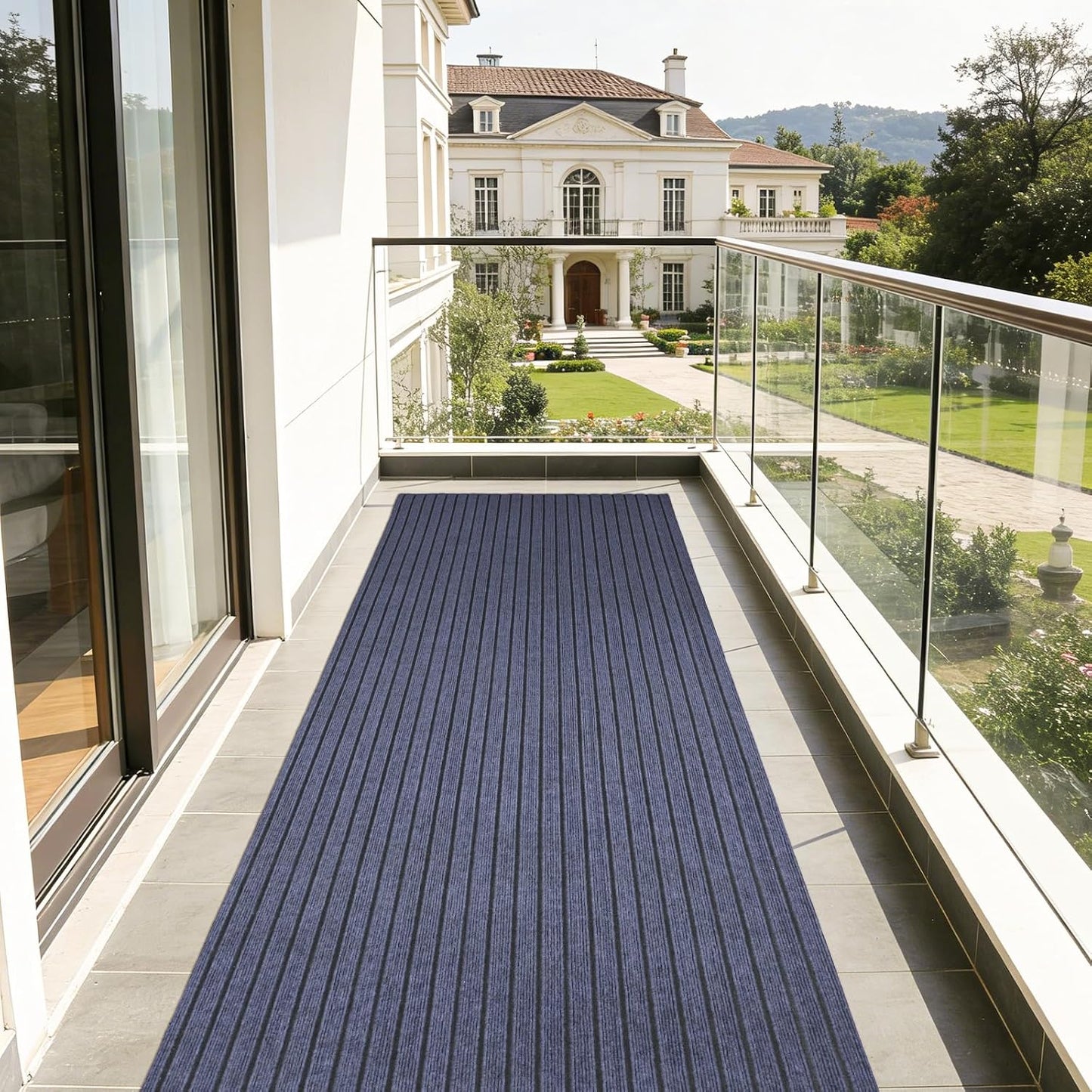 Alfombra rayas 3x10ft antideslizante gris