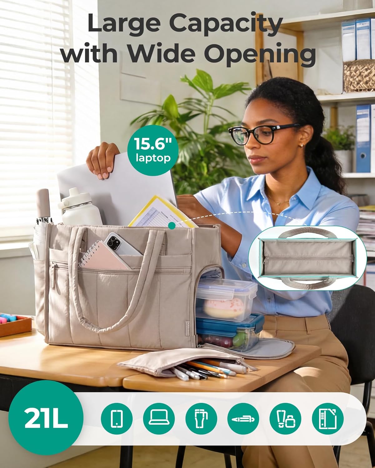 Bolso trabajo mujer con funda aislada 15.6pulg