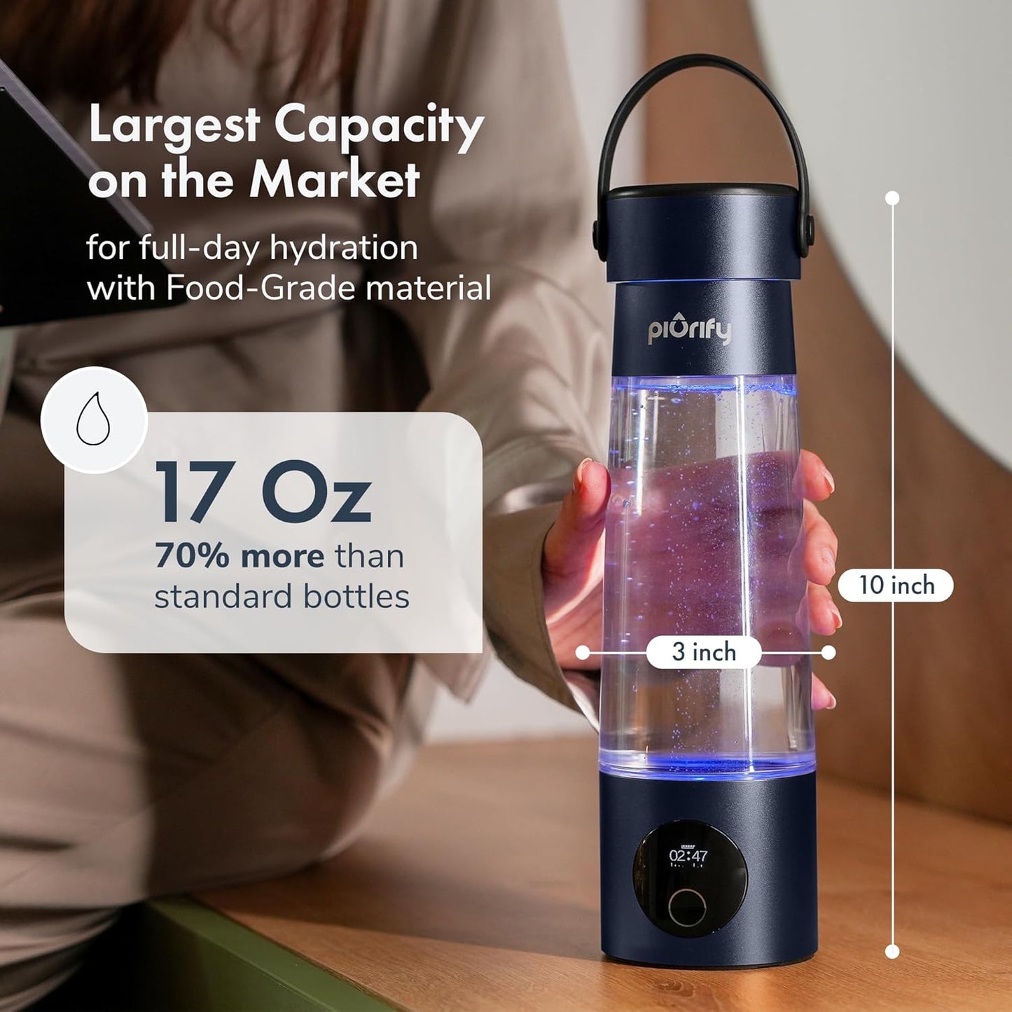 Generador agua hidrógeno 17oz modo dual azul