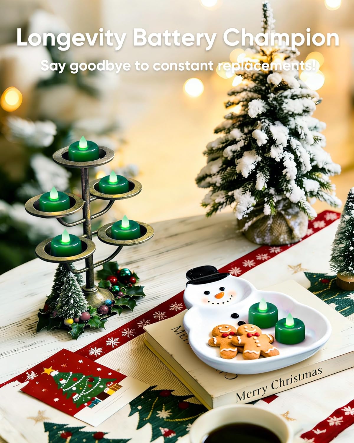 12 Velas LED Verdes Sin Llama Con Pilas Para Fiesta Hogar