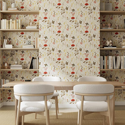 Papel tapiz autoadhesivo vintage mariposa beige