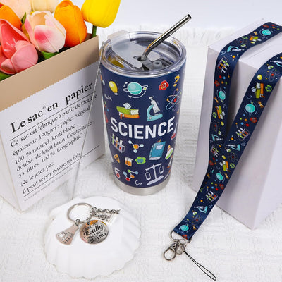 Juego de regalos para maestros de ciencias Keluna 20 oz con tumbler, llaveros y lanyards