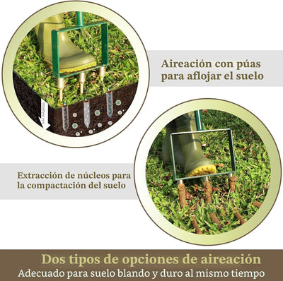 Herramienta aireación 2en1 enchufe picos 6 dientes jardín
