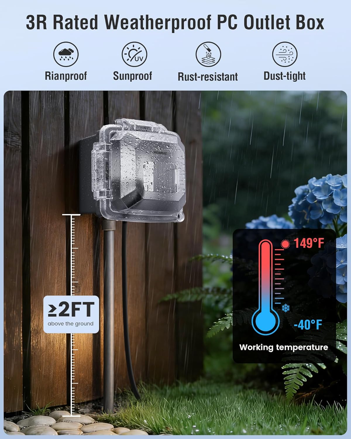 Kit salida GFCI exterior 20A con cubierta y caja