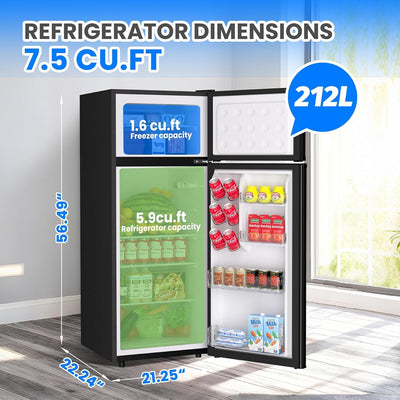 Refrigerador compacto 7.5cu.ft doble puerta con congelador