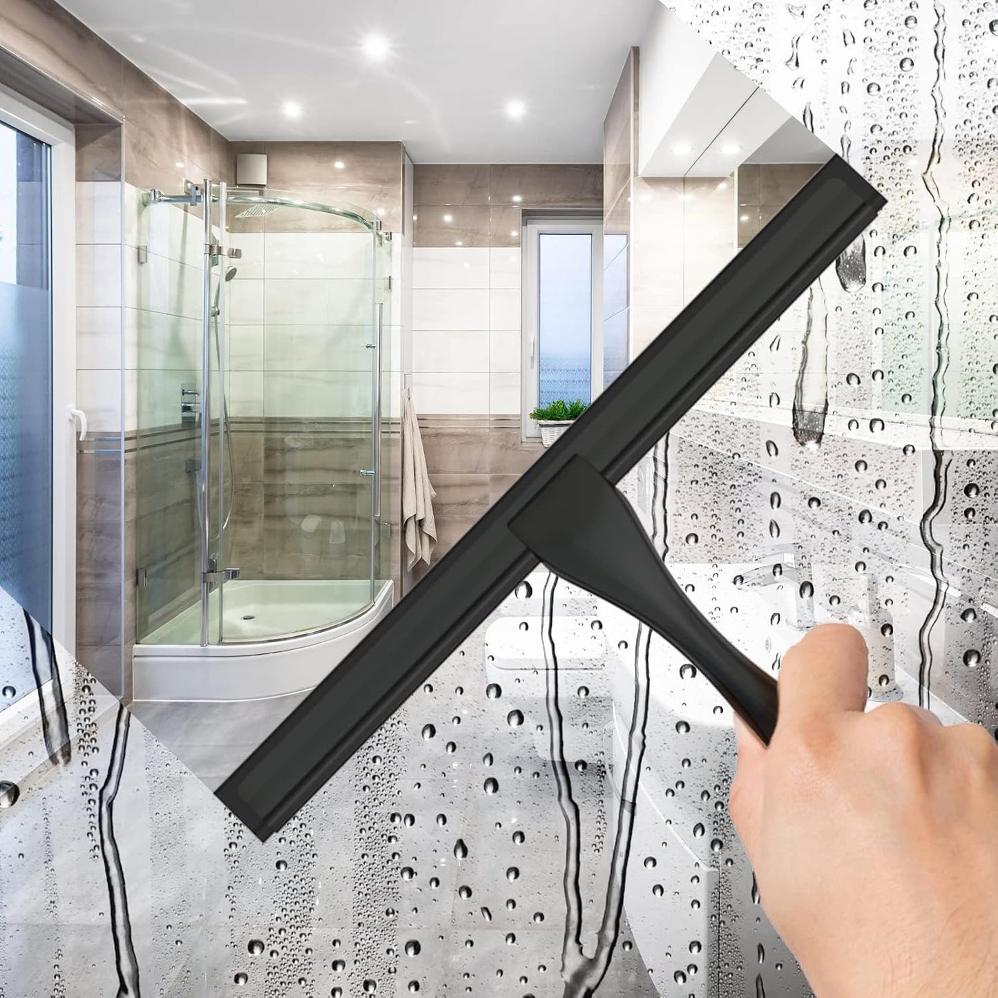 Escobilla ducha acero inox 2 ganchos adhesivos limpieza baño