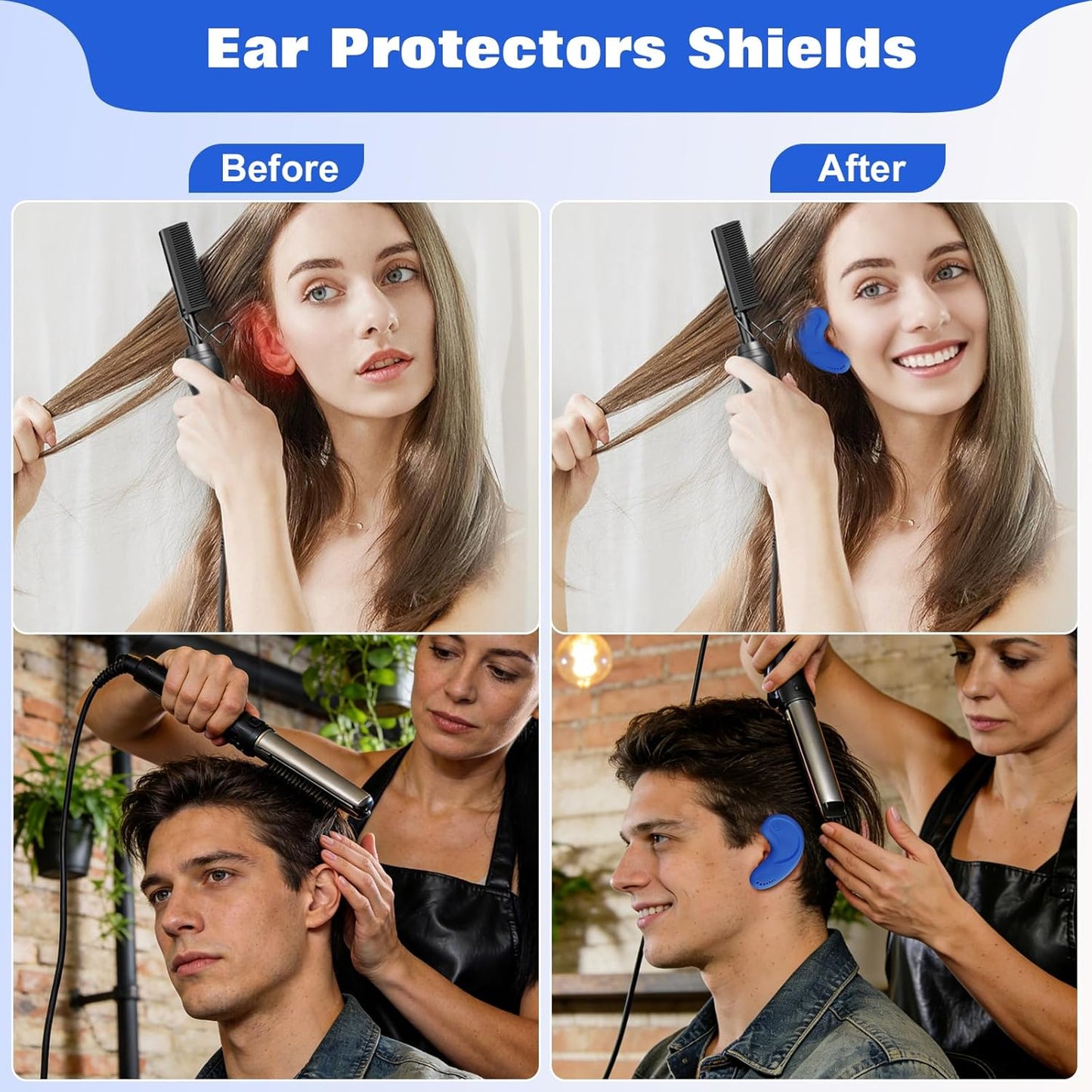 Protectores oídos silicona resistente calor peluquería