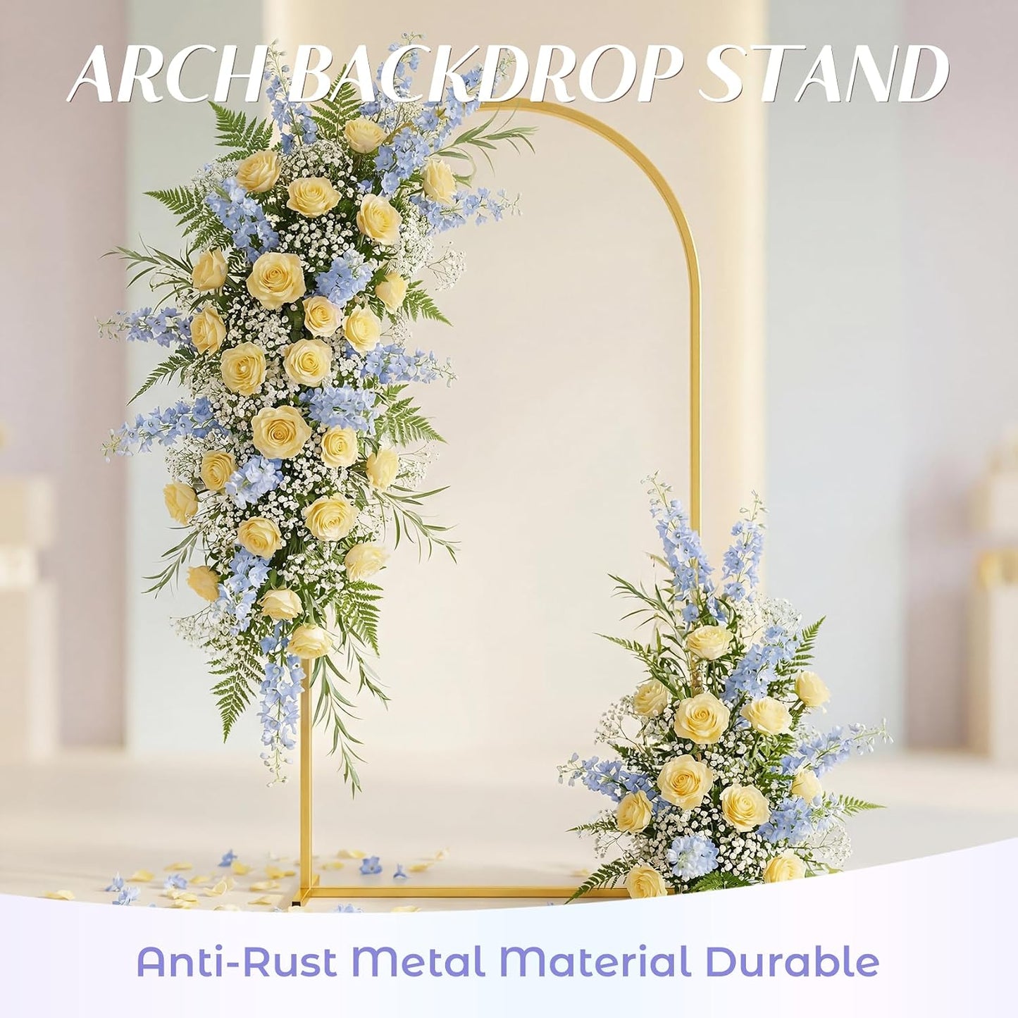 Soporte arco boda 7.2ft metal resistente dorado