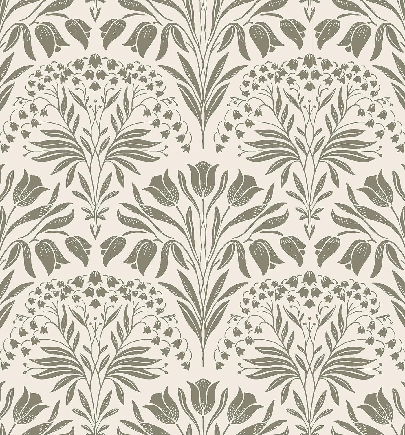 Papel tapiz vintage tulipán gris oscuro autoadhesivo
