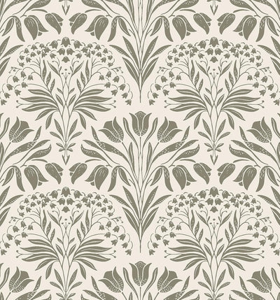 Papel tapiz vintage tulipán gris oscuro autoadhesivo