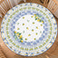 Mantel redondo ajustado con borde elástico color azul y amarillo para mesa de 40 a 44 pulgadas