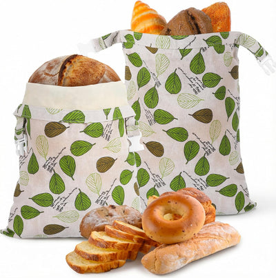 Paquete de 2 bolsas de pan de cera de abejas para pan casero con forro de algodón XL