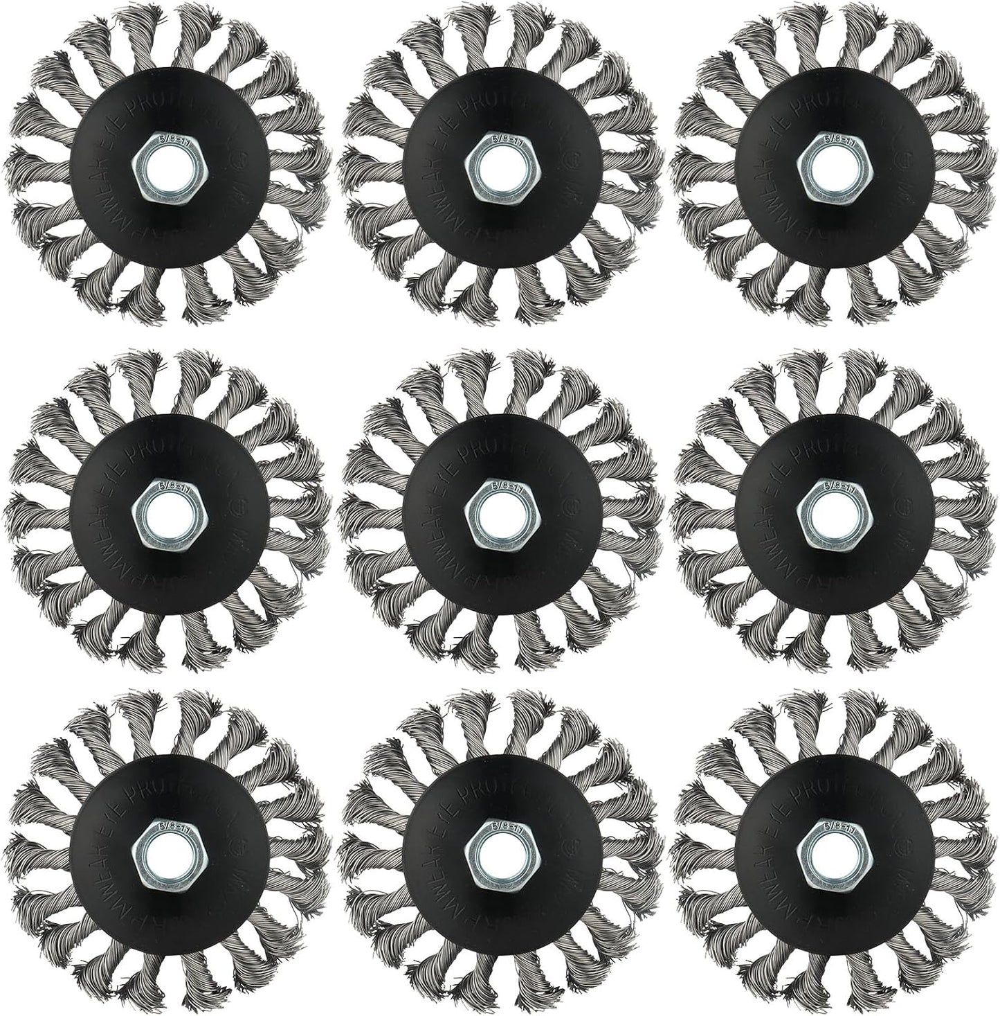 9 Ruedas alambre 4pulg para amoladora 4 1/2 con eje 5/8pulg
