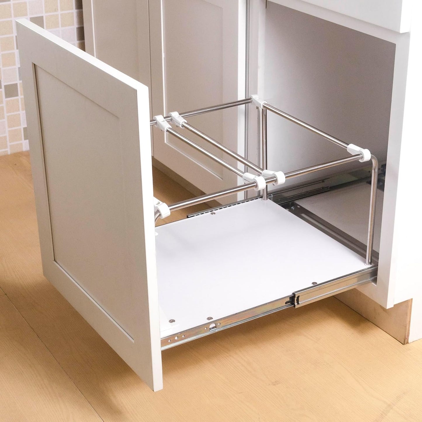 Basurero extraíble soporte ajustable 1-3 contenedores madera