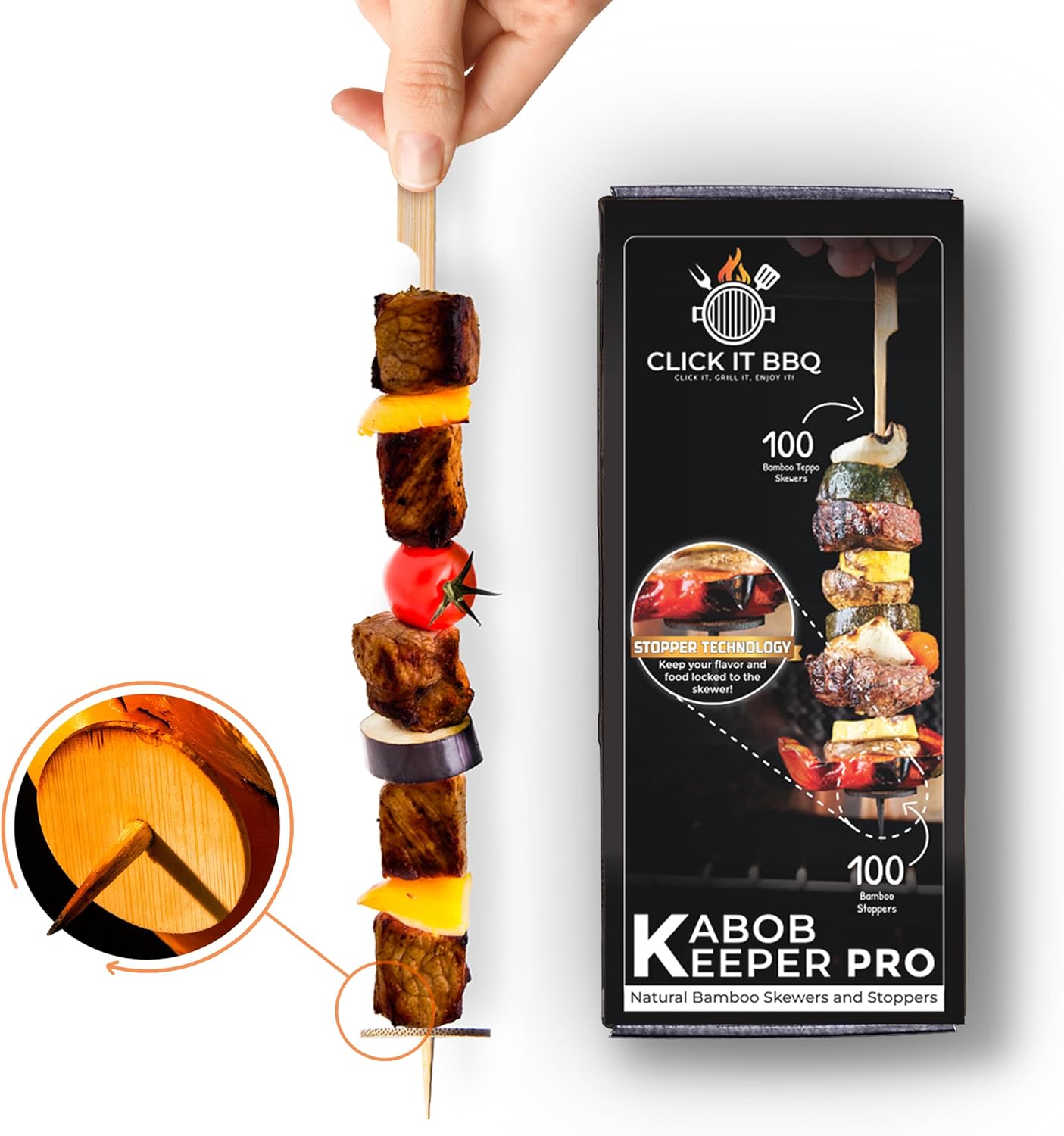 Brochetas bambú con discos tapón 100 pzas