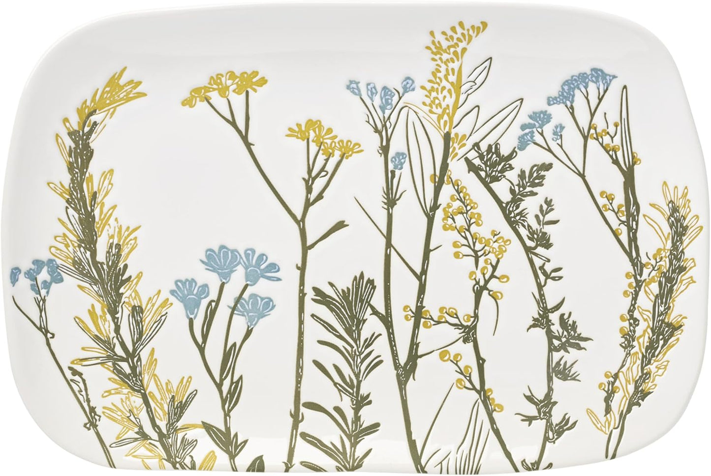 Plato de servicio Lenox con diseño de flores silvestres de porcelana blanca
