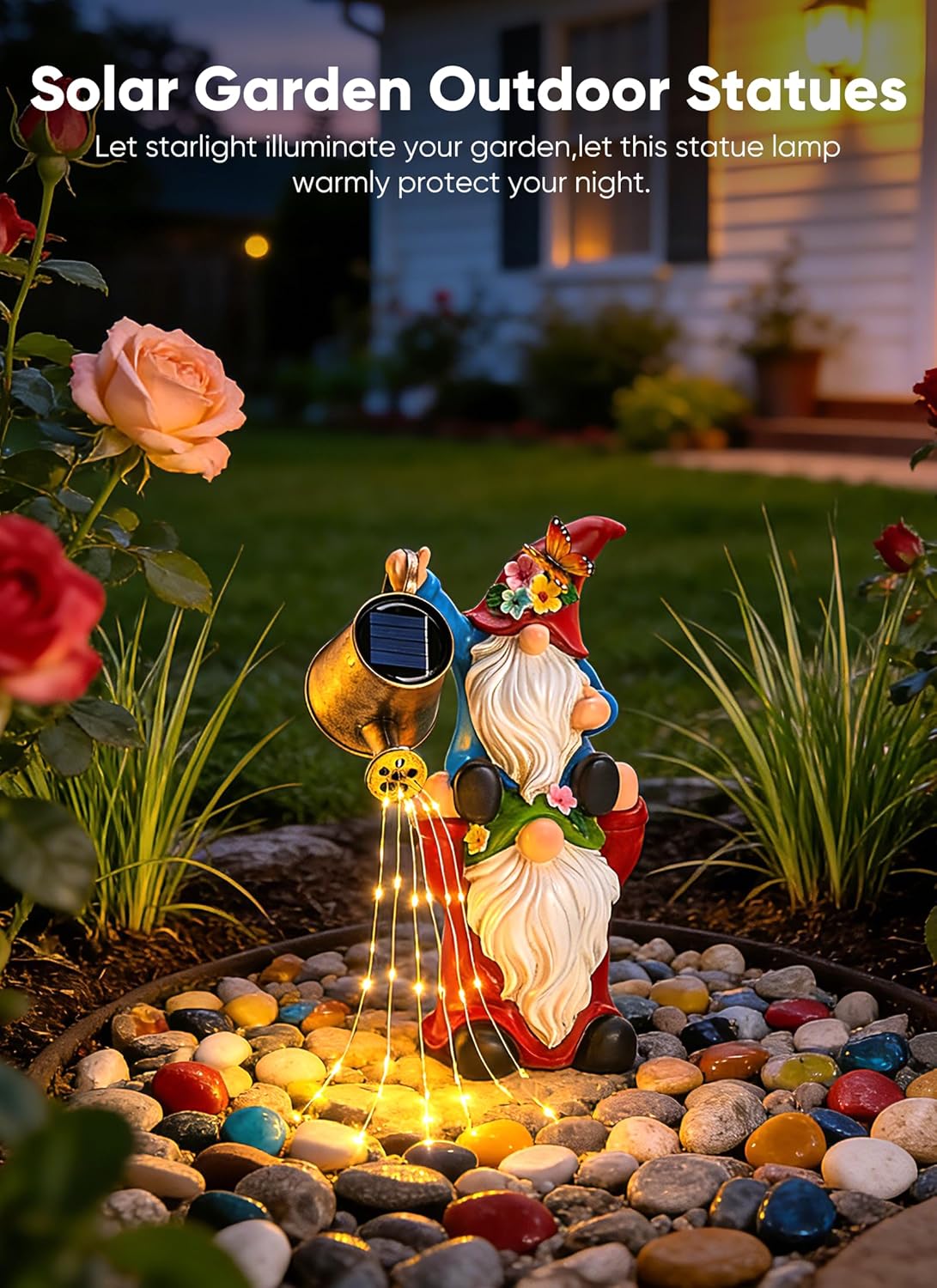 Estatua jardín con 36 luces LED resina IP65 decoración patio