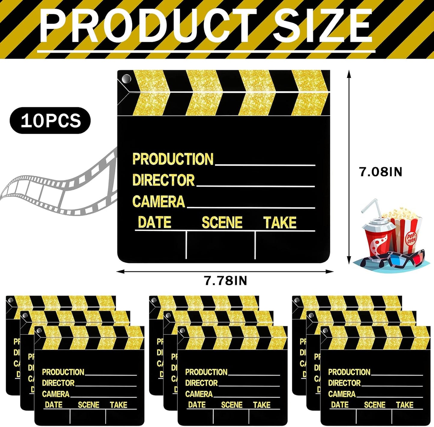 10 Tablones Película 7x8pulg Escritura Accesorios Dorado