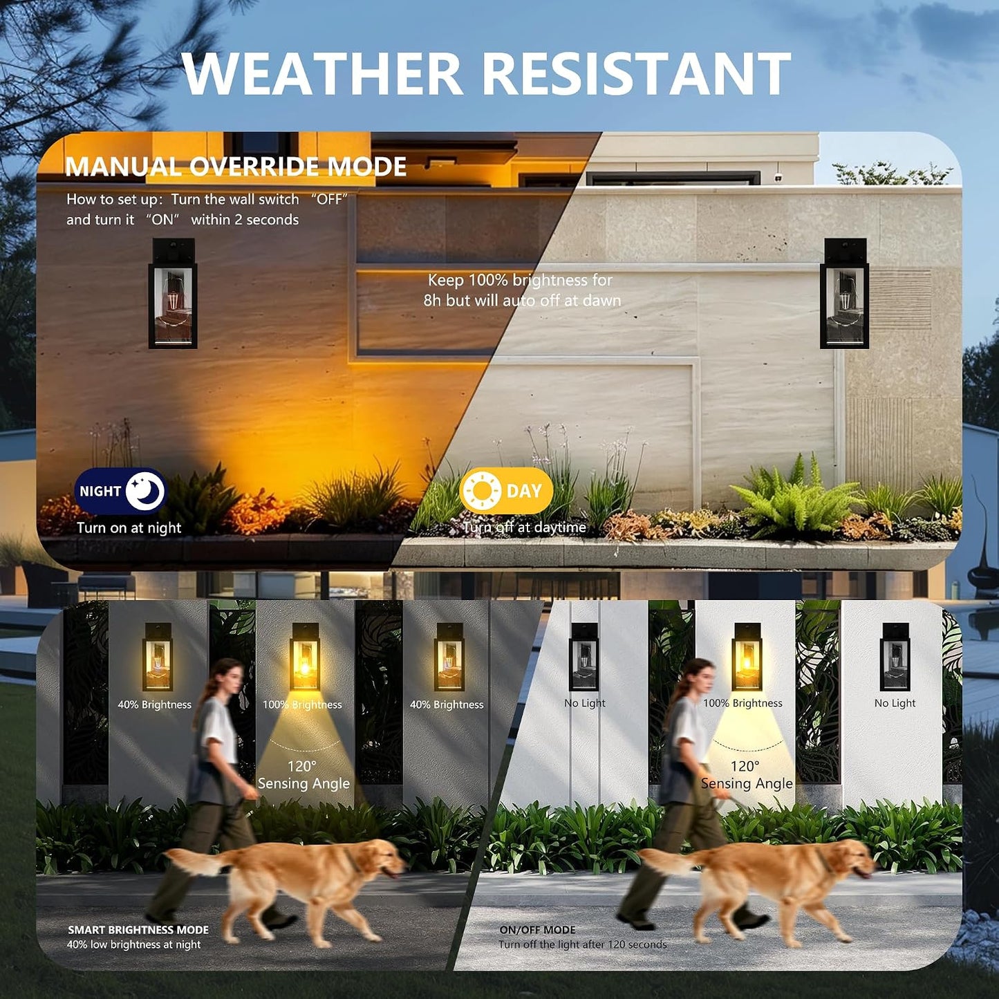 Sensor luz amanecer anochecer lámpara exterior impermeable