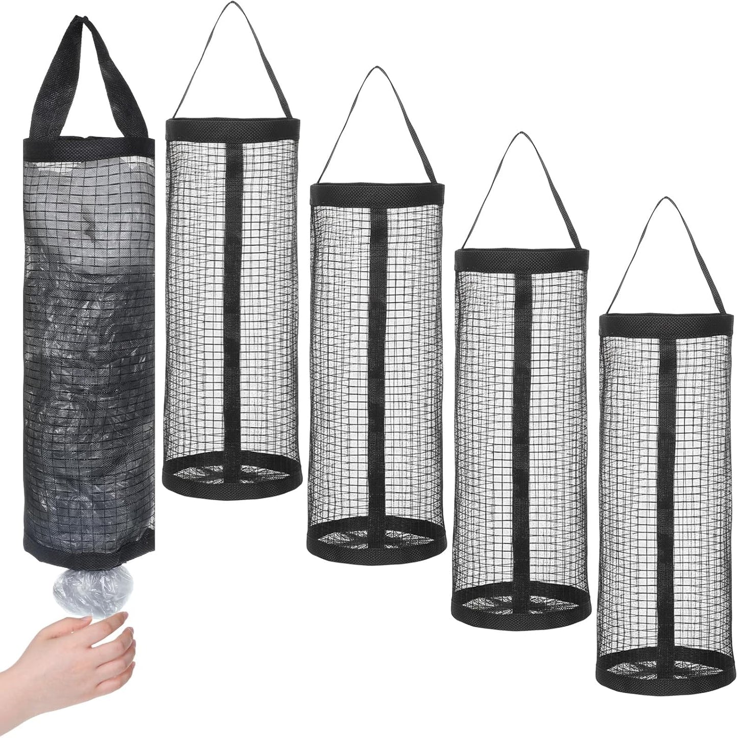 Soportes para bolsas de plástico negro organizador de bolsas reutilizables