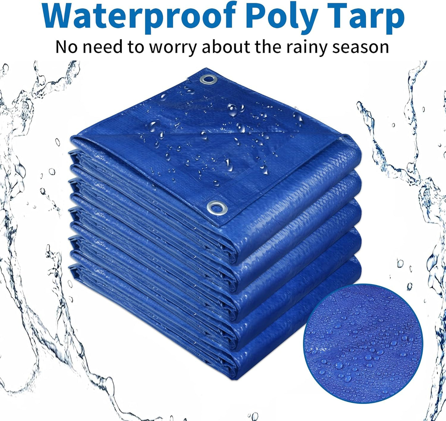 Cubierta lona azul 6x6ft impermeable polietileno multiusos