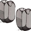 2 Cestas Plegables Ropa Sucia Malla Negro 22.8x14pulg