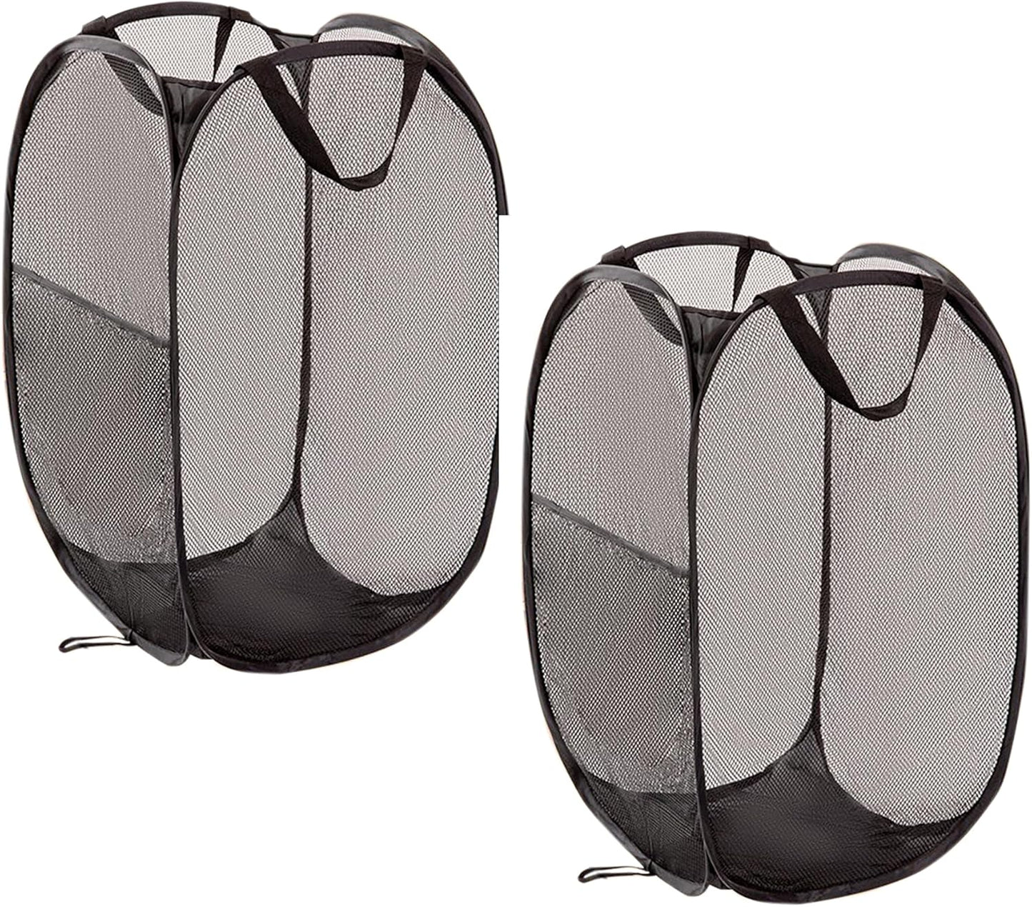 2 Cestas Plegables Ropa Sucia Malla Negro 22.8x14pulg