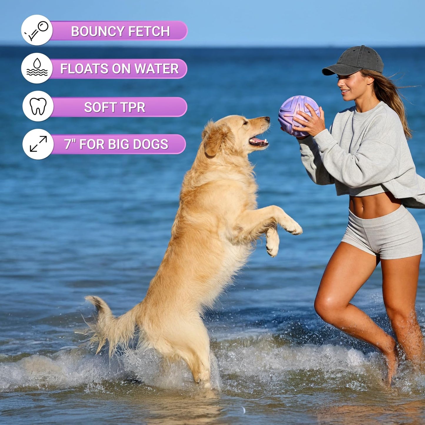 Pelotas flotantes para perros de 7 pulgadas TPR duradera