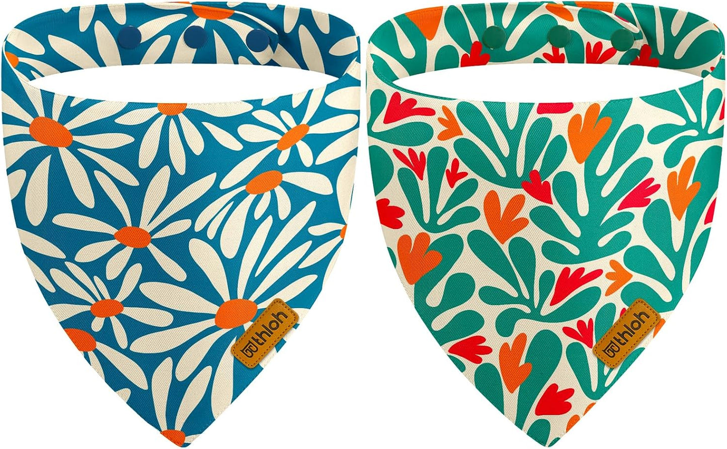 Bandanas florales para perros con botón ajustable 2 pzas