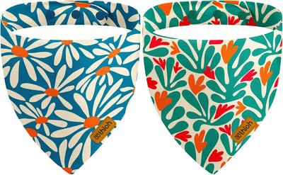 Bandanas florales para perros con botón ajustable 2 pzas