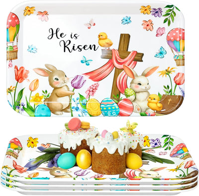 Bandejas de Pascua 13 x 10 pulgadas con diseños de conejo, huevo y flores