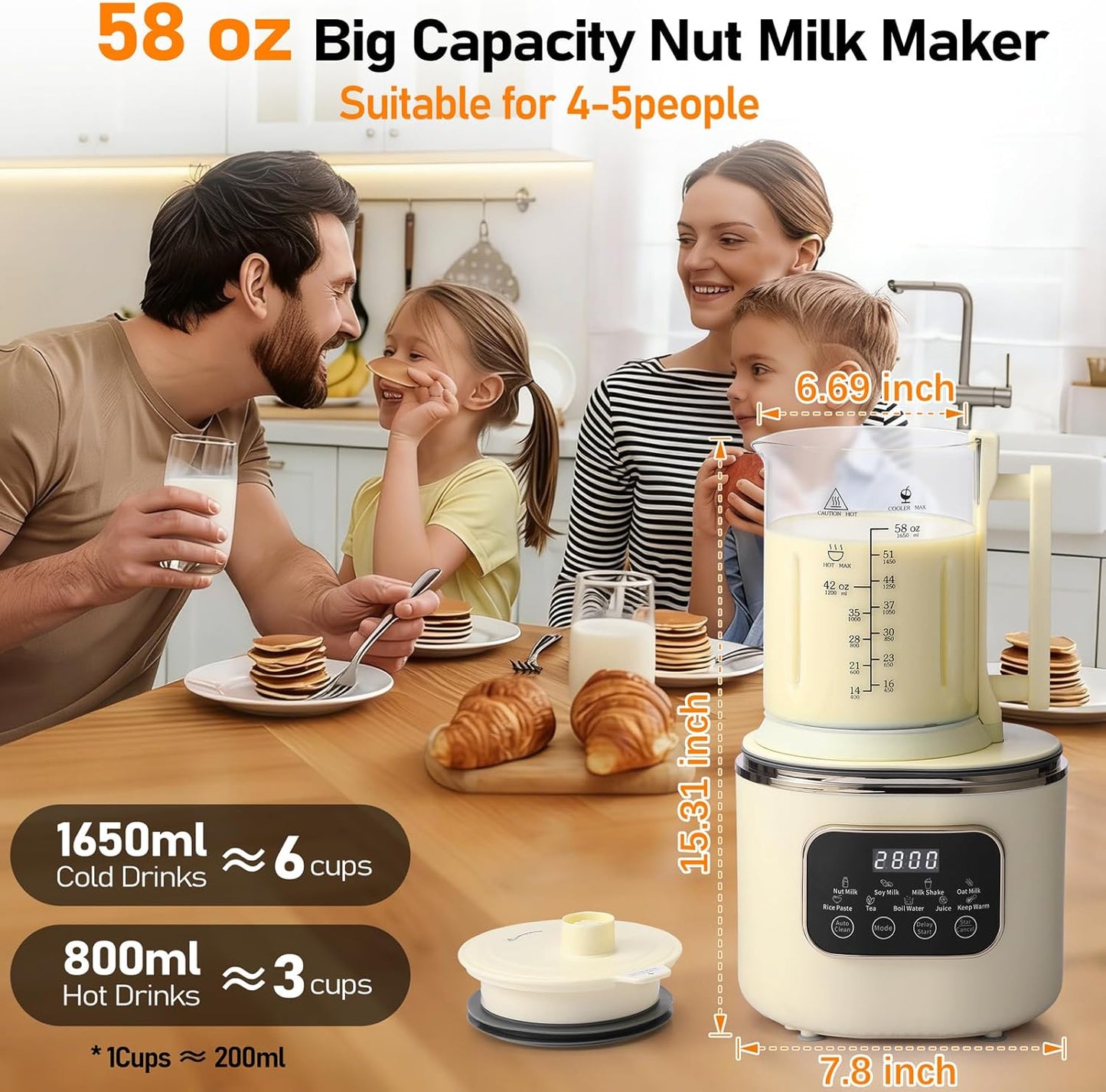 Máquina leche nuez 10en1 automática 58oz 20 cuchillas LED