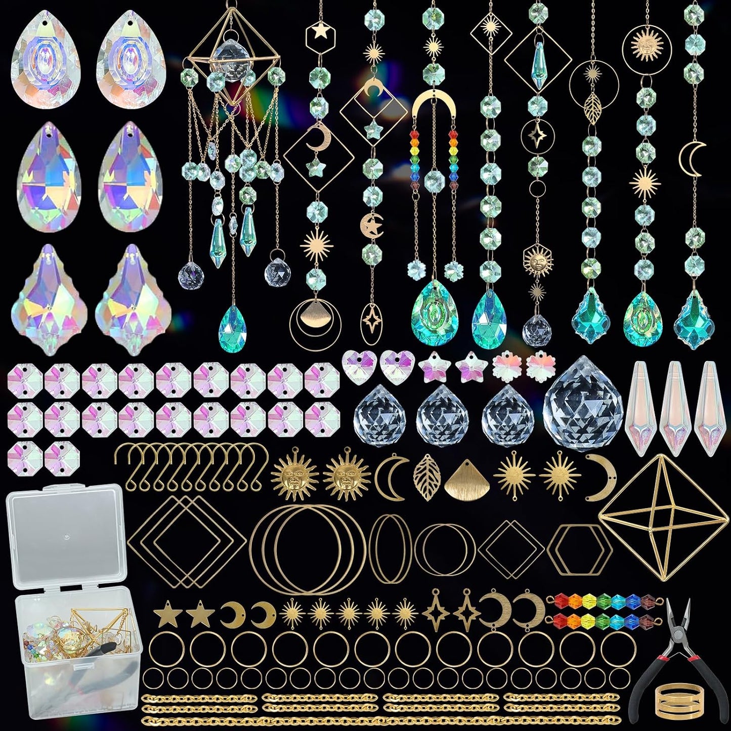Kit 400 Pzas Atrapasoles Cristal Prisma Colgante para Ventana