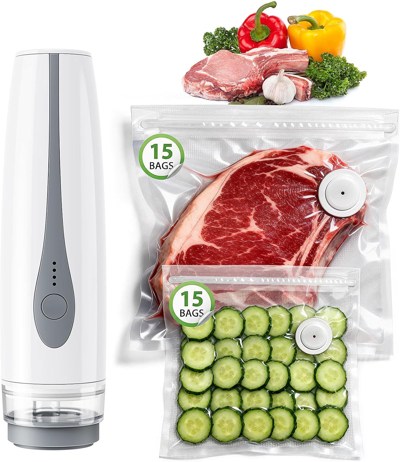 Sellador al vacío mini 30 bolsas reutilizables para alimentos